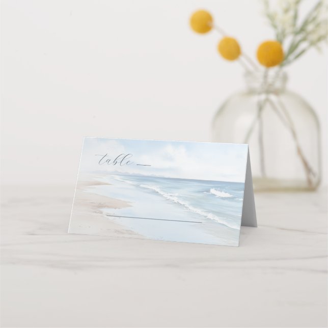 Tarjeta De Asiento Calm Blue Beach Scene (Anverso)
