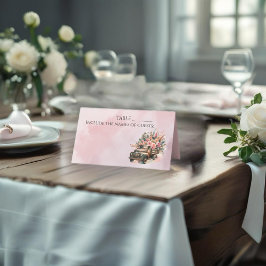 Tarjeta De Asiento Camión Vintage con Boda de flores