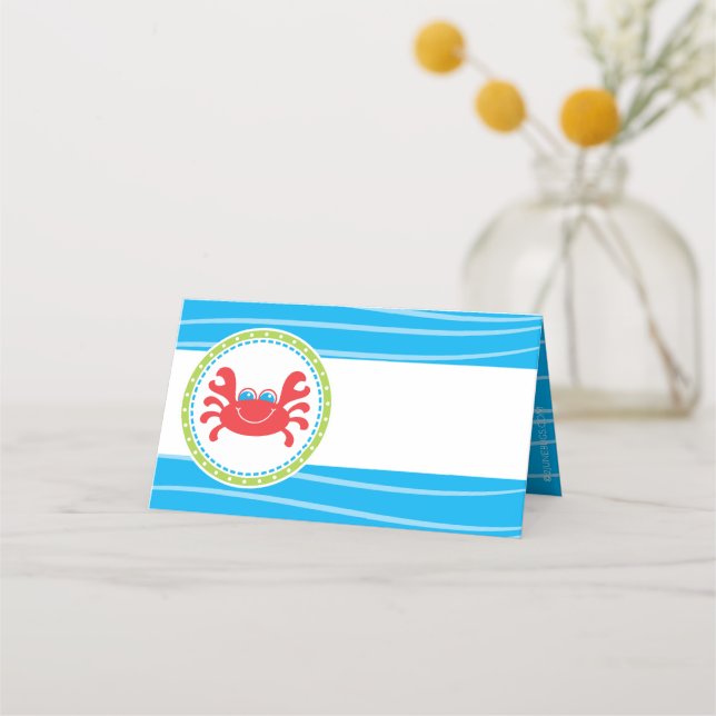 Tarjeta De Asiento Cangrejo bajo el mar Cumpleaños (Anverso)