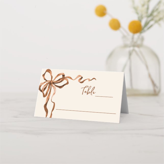 Tarjeta De Asiento Caprichosa Fiesta de Navidad con Lazo Boho Funky (Anverso)