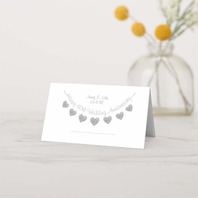 Tarjeta De Asiento Carné de diamantes del 60° aniversario del Boda (Anverso)