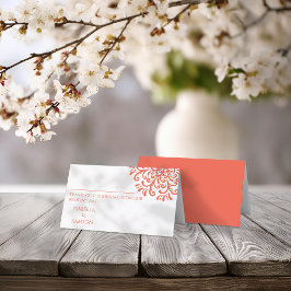 Tarjeta De Asiento Carné de lugar brillante rojo Naranja caprichoso