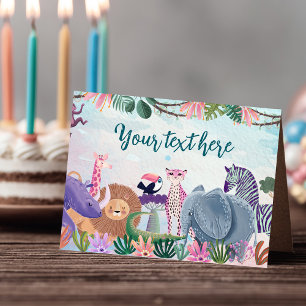 Tarjeta De Asiento Carpa de comida de cumpleaños de niña de animales