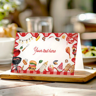 Tarjeta De Asiento Carpa de comida para baby shower de barbacoa