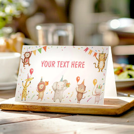 Tarjeta De Asiento Carpa de comida para fiesta de cumpleaños de anima