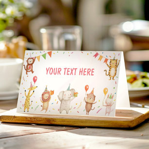 Tarjeta De Asiento Carpa de comida para fiesta de cumpleaños de anima