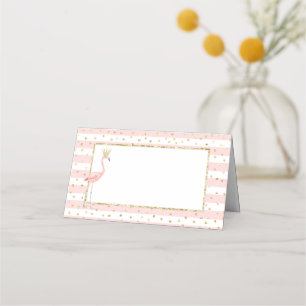 Tarjeta De Asiento Carpa de comida pequeña de oro rosa flamenco