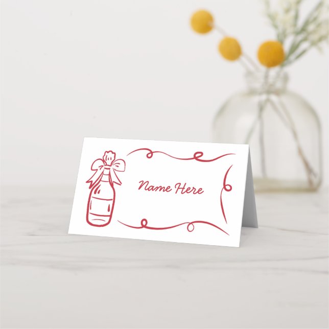 Tarjeta De Asiento Cartas de bodas con nombres de mano singulares dib (Anverso)