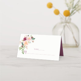 Tarjeta De Asiento Cartas de Burgundy Rubor Mauve Floral Bouquet Plac