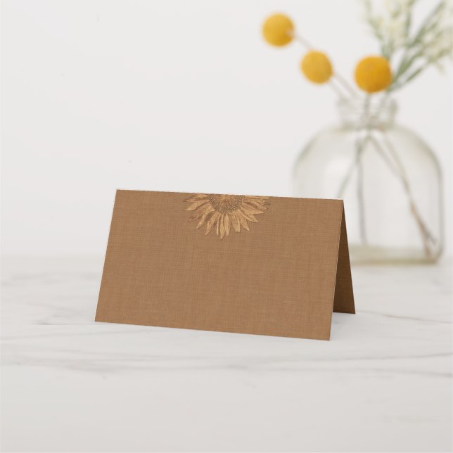 Tarjeta De Asiento Cartas de los lugares plegados del girasol de otoñ (Reverso)