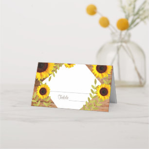 Tarjeta De Asiento Cartas de lugar de mesa de girasol rústico