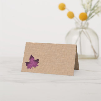 Tarjeta De Asiento Cartas de lugares plegados de morado Burlap