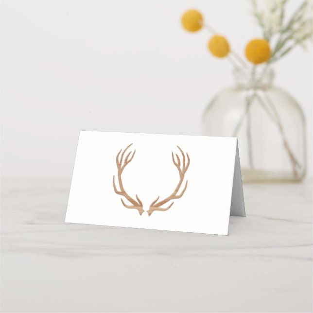 Tarjeta De Asiento Cartas de lugares plegados del Boda Rústico Antler (Anverso)