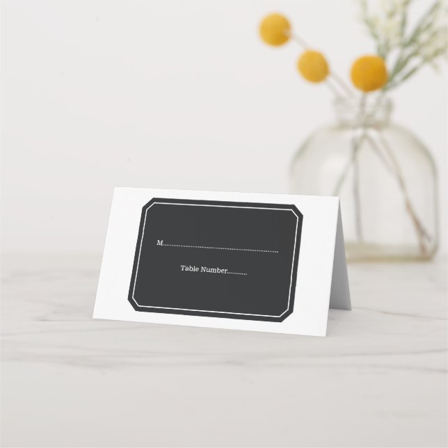 Tarjeta De Asiento Cartas de lugares simplemente elegantes y negras (Anverso)