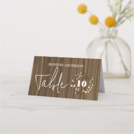 Tarjeta De Asiento Cartas de mesa de Boda de hojas de madera rústica