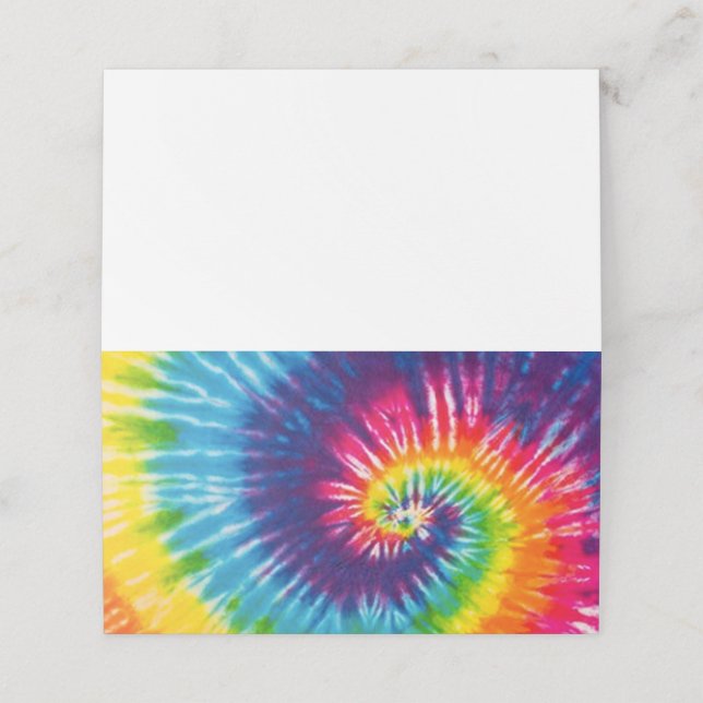 Tarjeta De Asiento Cartas de plaza de Tie Dye Groovy 70 (Exterior desplegado)
