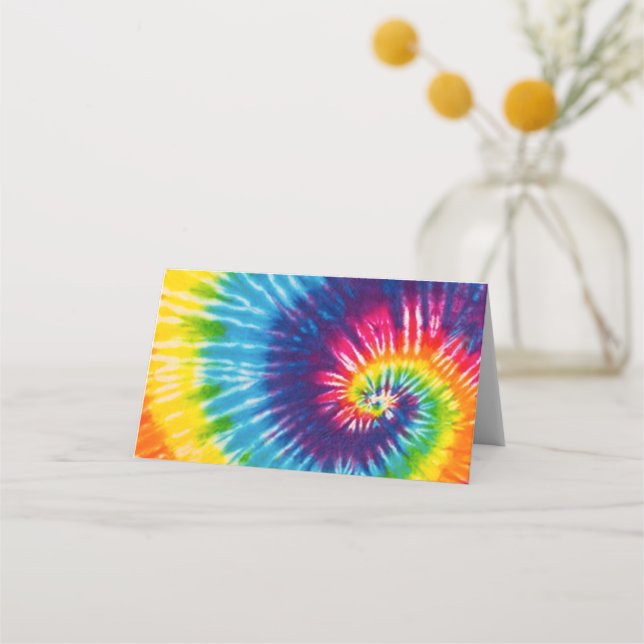 Tarjeta De Asiento Cartas de plaza de Tie Dye Groovy 70 (Anverso)