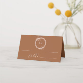 Tarjeta De Asiento Cartas minimalistas de terracota Boho Burnt Place