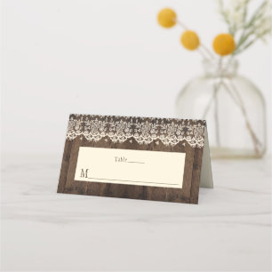 Tarjeta De Asiento Cartas rusas de madera de granero y encaje