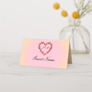 Tarjeta De Asiento Carte de placement mariage rose et orange pliée