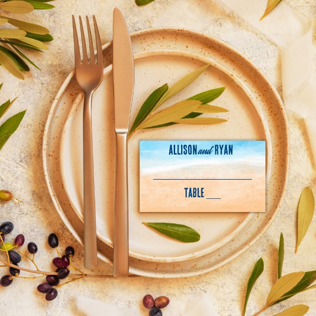 Tarjeta De Asiento Casual Watercolor Beach Wedding (Subido por el creador)