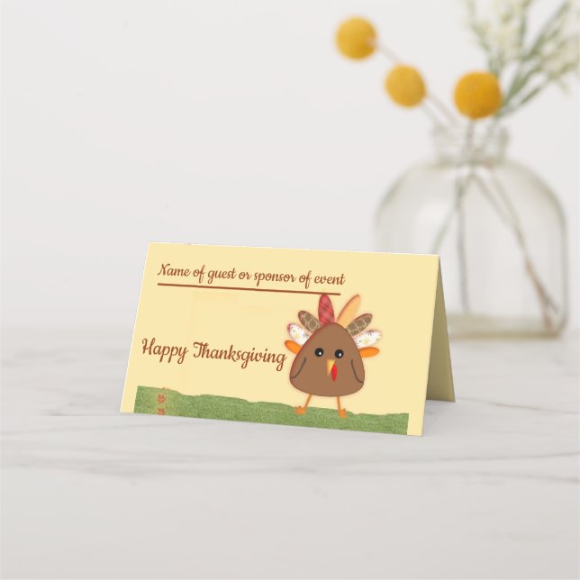 Tarjeta De Asiento Celebración del Día de Acción de Gracias, con la T (Anverso)