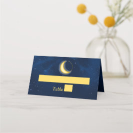 Tarjeta De Asiento Celestial Gold Stars Midnight Blue Romantic Place