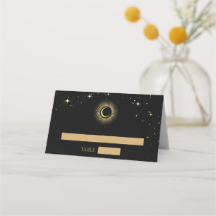 Tarjeta De Asiento Celestial negro místico elegante