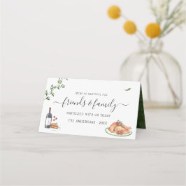 Tarjeta De Asiento Cena de Acción de Gracias Acuarela Rústica Otoño