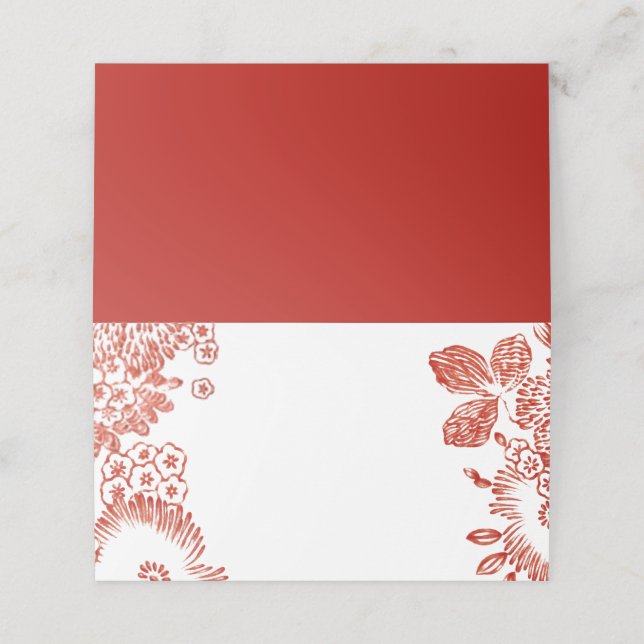 Tarjeta De Asiento Cerámica Red Floral Portugal | BODA (Exterior desplegado)