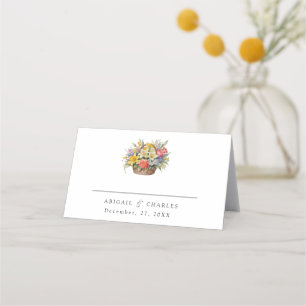 Tarjeta De Asiento Cesta elegante de flores silvestres de Boho