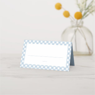 Tarjeta De Asiento Chalet de gingham azul lindo simple bebé ducha