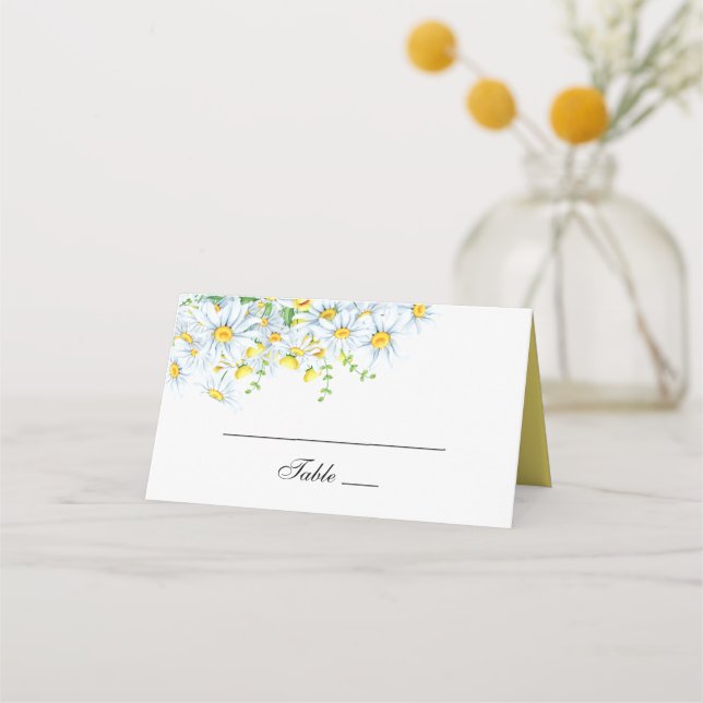 Tarjeta De Asiento Chamomile. Boda floral del país acuarela (Anverso)