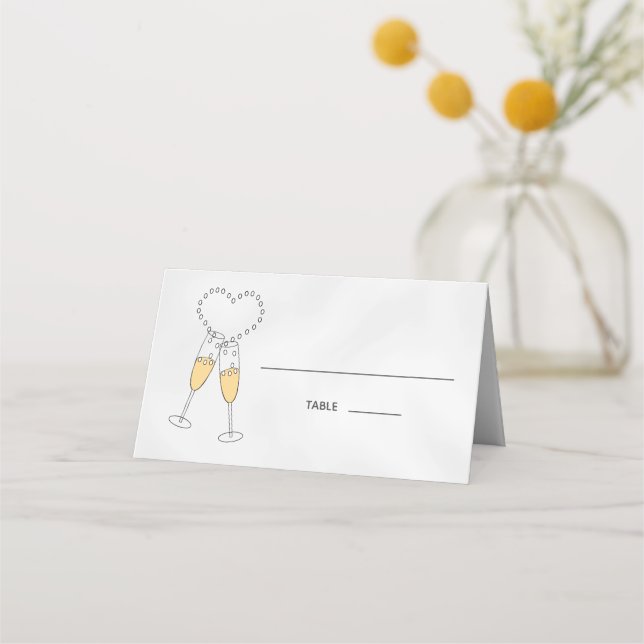 Tarjeta De Asiento Champagne Heart on Gray Follet Place Card (Anverso)