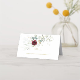 Tarjeta De Asiento Charm Burgundy Floral Airy Greenery Table Number