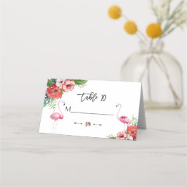 Tarjeta De Asiento Charm Luau Flamingo Boda floral tropical