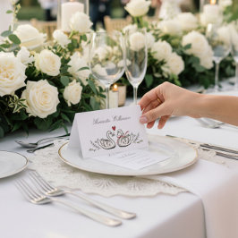 Tarjeta De Asiento Charming Swan Pair Wedding Place Cards