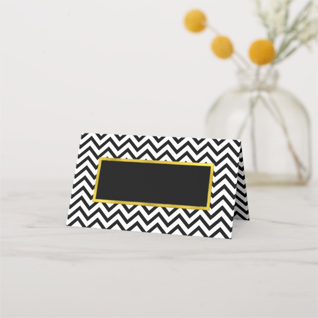 Tarjeta De Asiento Chevron Modern Elegance Boda Table (Anverso)