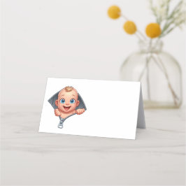 Tarjeta De Asiento Chica Buscando Baby Shower White Gracias