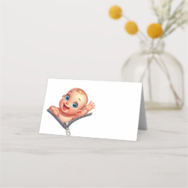 Tarjeta De Asiento Chica Buscando Baby Shower White Gracias