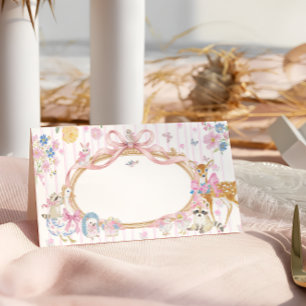Tarjeta De Asiento Chica ducha de bebé Animales Bosque Caprichoso