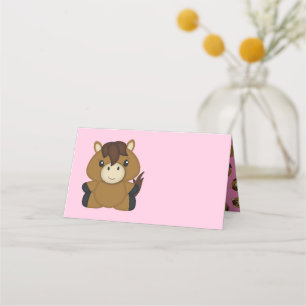 Tarjeta De Asiento Chica rosa Baby Shower de caballo