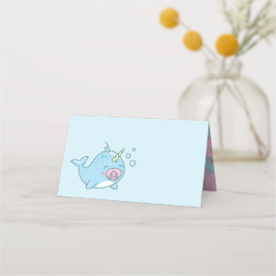 Tarjeta De Asiento Chica rosa de Cute Narwhal Baby Shower Kawaii