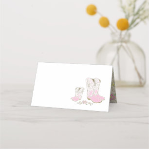 Tarjeta De Asiento Chica rosa occidental del país Baby Shower rural d