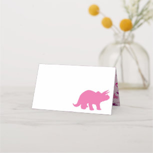 Tarjeta De Asiento Chica rosado de dinosaurios pequeños Baby Shower D