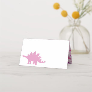 Tarjeta De Asiento Chica rosado de dinosaurios pequeños Baby Shower D
