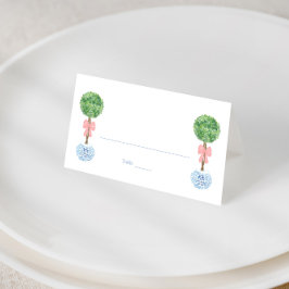 Tarjeta De Asiento Chica superior de Bow rosado preppy Baby Shower Br