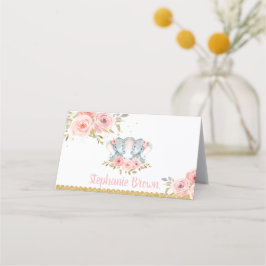 Tarjeta De Asiento Chicas gemelos Elephant Baby Shower Floral Rosa