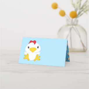 Tarjeta De Asiento Chicken Baby Shower Blue Boy