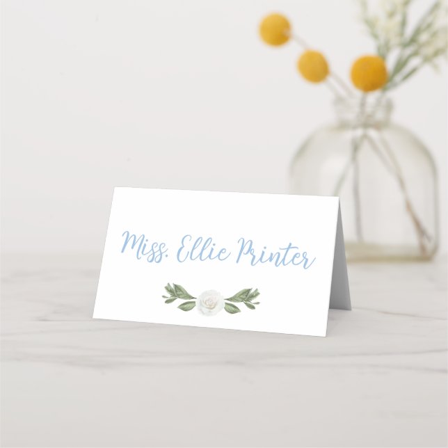 Tarjeta De Asiento Chinoiserie con flores azules y blancas (Anverso)